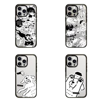 CASE聯名插畫家WHOSMNG咖啡貓咪狗狗卡通適用Phone14ProMax蘋果13網紅可愛12防摔phone15pro磁吸手機殼