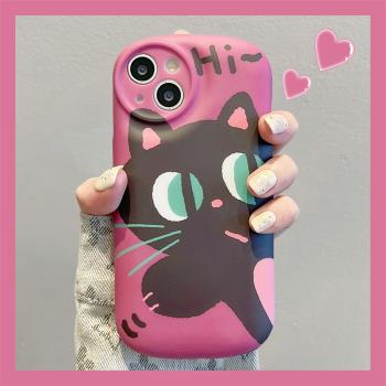 適用iPhone15promax手機殼新款蘋果14ins風卡通塗鴉搞怪貓咪13膚感磨砂12矽膠軟11全包防摔16pro可愛女潮15套