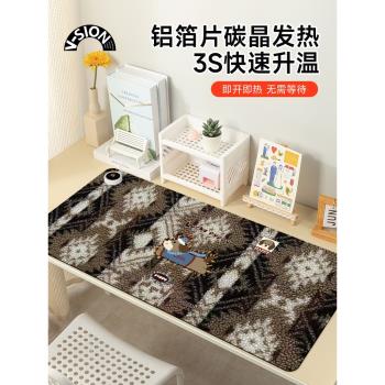 V-SION印花蝴蝶加熱鼠標墊超大辦公室桌面冬天發熱暖桌墊學生寫作業寫字桌墊暖手防水電腦鍵盤墊子宿舍恆溫