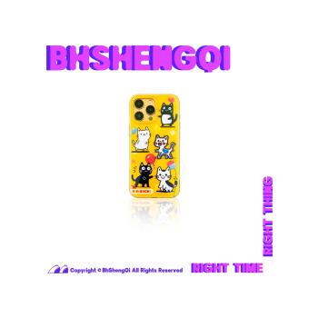 不生氣BHSHENGQI原創雙層貓貓樂園光面適用於IPhone16/15/14/Pro/Max蘋果手機殼新款保護套情侶高階小眾透明