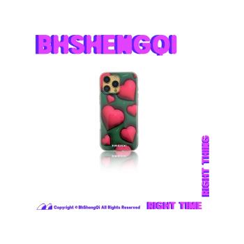 不生氣BHSHENGQI原創心動雙層光面適用於IPhone16/15/14/Pro/Max蘋果手機殼新款保護套情侶高階可愛小眾透明