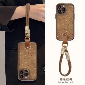 適用蘋果16手機殼新款女iphone16promax秋冬小羊皮15plus手繩手鏈14Pro小眾高階感13pm不撞款12防摔11軟殼lv