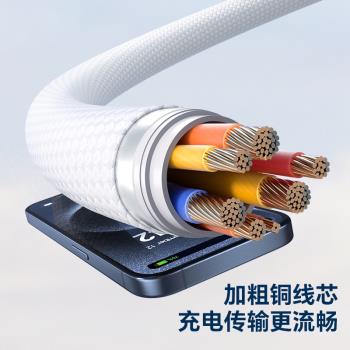 2/3米加長適用於蘋果15充電線iphone16promax編織數據線30wPD快充車載Carplay互聯USB介面短款25cm兩頭Type-c