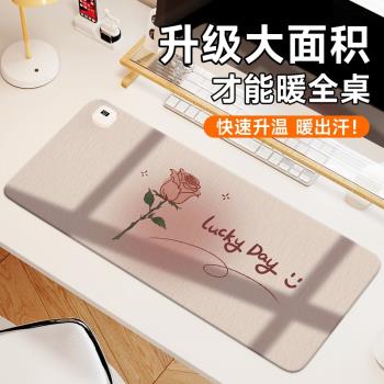 ins風加熱鼠標墊辦公室電腦暖桌墊恆溫定時桌面滑鼠暖手寶學生學習寫字防凍手發熱保暖防水皮革墊多檔調節