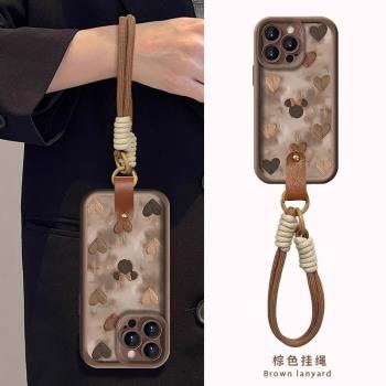 愛心米奇適用蘋果16promax手機殼新款女iPhone15pro保護套高階感ip14帶掛繩13pm卡通12小眾11全包防摔軟矽膠p