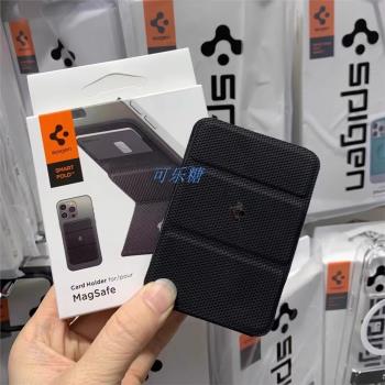 Spigen 適用於蘋果iphone16/15磁吸卡包MagSafe支架卡包配件14/13磁鐵配件相容桌無線充電器便攜隱形背帖夾12