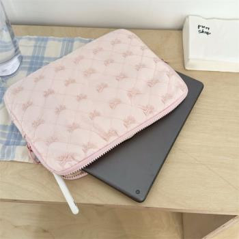 韓國ins蕾絲刺繡蝴蝶結ipad平板電腦包11/13/15寸筆記本收納包