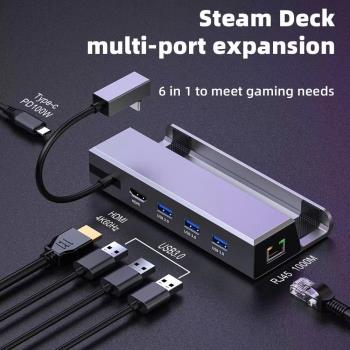 六合一TYPE-C擴充套件塢STEAM DECK遊戲機投屏TV底座掌上電腦遊戲支架