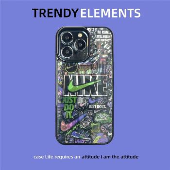 幻圖耐克Nike適用iphone15promax個性14pro蘋果13手機殼12新款Magsafe磁吸15plus高階感創意15歐美風格11潮殼