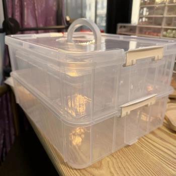 加大新品收納盒雙層積木玩具整理箱塑膠盒子帶蓋桌面大容量工具箱