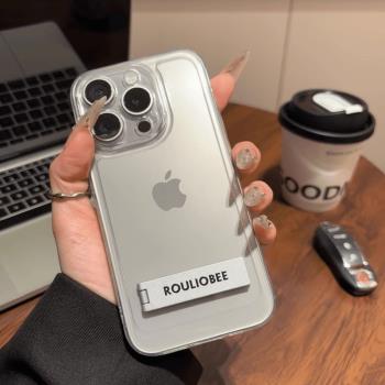 適用蘋果16promax手機殼新款氣囊透明iPhone15pro支架小眾14PM彩繪高階感13夏季爆款12矽膠全包16p防摔保護套