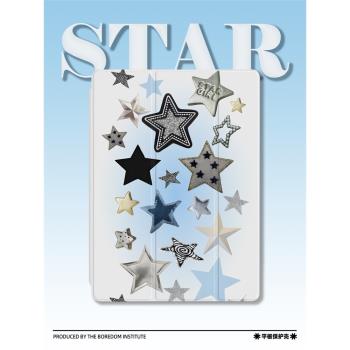 藝術藍色星星多巴胺風潮流復古ins漸變適用於蘋果2022款iPadPro12.9/11三折保護殼air5/mini6防摔氣囊平板殼