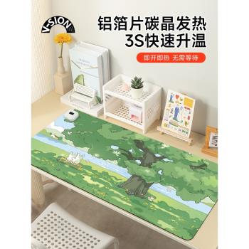 V-SION 塗鴉油畫風加熱鼠標墊超大發熱暖桌墊辦公室墊子桌面電腦鍵盤電熱板暖手桌墊