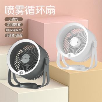 新款迷你桌面usb充電風扇香薰加濕器學生宿舍小夜燈便攜露營風扇