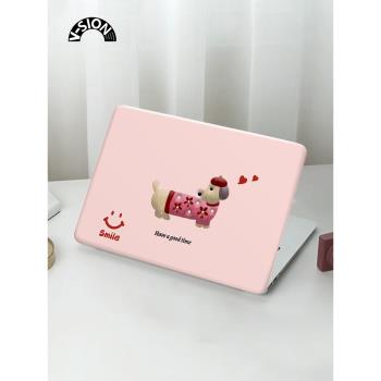 V-SION微笑小狗透彩殼適用於蘋果macbookpro保護殼2023新款14寸macbook套air13外殼筆記本mac電腦輕薄保護套