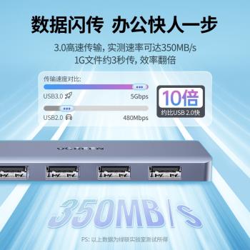 綠聯 USB3.0分線器擴充套件塢 高速4口集線器HUB拓展塢 筆記本電