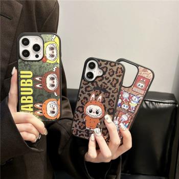 潮牌原創拉布布適用蘋果iPhone16Promax磁吸手機殼15泡泡瑪特可愛14情侶13高階感鏡面防摔保護套Magsafe充電