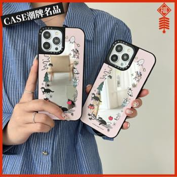 CASE貓咪小朋友適用iPhone16Pro蘋果15Promax手機殼12鏡面13潮牌14防摔套15Pro個性16Promax可愛Plus可磁吸11