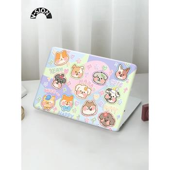 V-SION可愛狗頭透彩殼適用於蘋果macbookpro保護殼2023新款14寸macbook套air13外殼筆記本mac電腦輕薄保護套