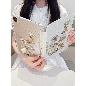 可愛小鹿斑比兔子蘋果平板保護套適用iPadPro2024新款Y形折疊air6帶筆槽10.9/11寸mini6女12.9寸保護殼iPad6