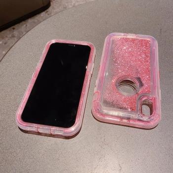 三合一適用14蘋果12手機殼13流沙iphone11加厚X包邊XR透明xsmax軟pro網紅8plus全包7P防摔mini矽膠6sp女6S套