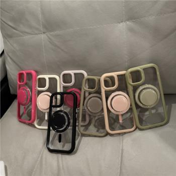 純色亞克力磁吸支架適用iPhone16Promax手機殼14/13PM套簡約15殼氣質14PM少女心