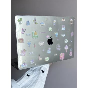 凝夏【水晶透明硬殼】適用閃耀日子蘋果macbookair保護殼筆記本2024款電腦pro套14寸13簡約airm2M1配件6mb5女