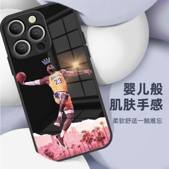 適用蘋果16pro詹姆斯手機殼iPhone15promax液態玻璃15/14/13/12+時尚14pro高檔13pro手機殼防摔16pm聯名NBA男