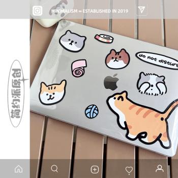 簡約派【水晶透明硬殼】適用可愛貓咪蘋果macbookair保護殼筆記本2024款電腦pro套14寸13簡約airm2M1配件6mb5