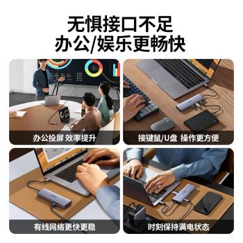 綠聯拓展塢typec擴充套件hdmi投屏轉換usb分線器hub集線器雷電4網線多