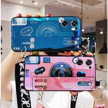 適用OPPO Reno7 5G海外版手機殼腕帶CPH2371保護套矽膠軟相機新款