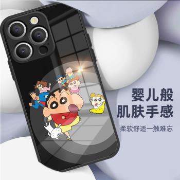 蠟筆小新手機殼適用於iPhone16pro新款搞怪蘋果15promax手機殼11全包防摔時尚16pro潮流12男士13mini女款14pm