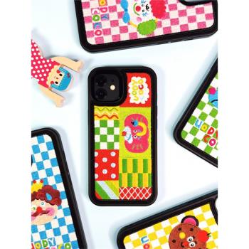 uodycoco原創刺繡手機殼牛仔布保護殼配蘋果iPhone15/14/13/pro/promax小眾設計禮物女生
