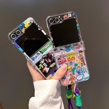 玩具總動員三星zflip6手機殼折疊屏zflip5保護套全包鉸鏈zflip4防摔殼ZFlip3創意卡通男女翻蓋F7310透明硬殼