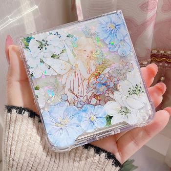 藍色森林精靈適用oppo find n3 flip手機殼ins風花朵三星zflip5小折疊屏pocket 2氣囊zflip4新款vivo x flip