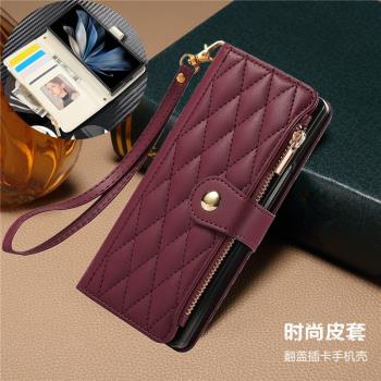 適用三星zfold6手機殼多功能錢包zfold5折疊samsung z fold 6 wallet case皮革插卡包fold4手機殼fold3可放卡