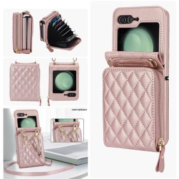 zflip6 case適用三星zflip5手機殼折疊samsung zflip4 phone cover卡槽背帶z flip3手機殼斜跨可放卡網紅外套