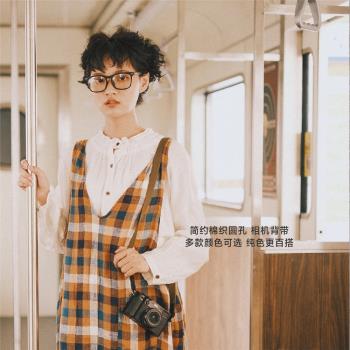 cam-in 棉質簡約圓孔相機背帶徠卡富士微單數碼攝影肩帶舒服減壓