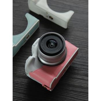 適用佳能200DII相機套eos r50/R100 半套斜紋R8/RP底座復古R10保護套皮革200d