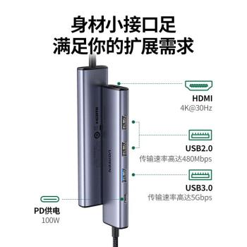 綠聯 Type-C擴充套件塢蘋果電腦轉換器雷電4 USB-C拓展塢15598 15596