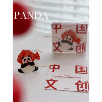 來挑禮物國寶熊貓好運錦鯉日進鬥金氣囊墊伸縮手機支架端午節禮物