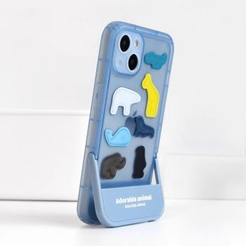 創意適於蘋果14promax手機殼新款iphone13高階感11pro可愛12隱形支架8plus透明7男生x貓咪xs女款15小眾max