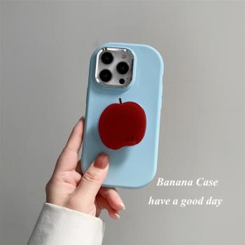 BananaCase韓國ins小眾天藍色橢圓軟殼適用14promax蘋果15手機殼iPhone13pro紅蘋果支架11/12pro全包保護套xs