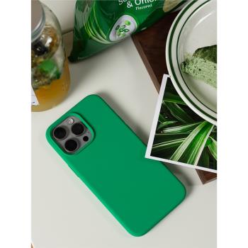 千久適用蘋果15promax手機殼iphone15pro液態矽膠iphone14磨砂軟超火夏季高階綠色薄max保護套13全包防摔新款
