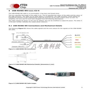 FTDI原裝進口 USB-RS485-WE-1800-BT 5v 序列UART 線纜 FT232RQ