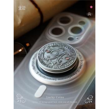 重啟創意磁吸氣囊手機支架個性藝術小眾金屬電鍍可替換15立體復古