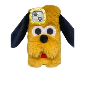 ins秋冬毛絨可愛立體布魯託狗狗適用蘋果15promax手機殼iphone14新款12矽膠11防摔13毛茸茸14pro創意保護套女