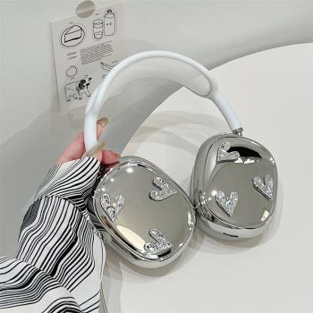 日韓電鍍愛心適用於蘋果AirPods max頭戴式耳機保護套apm女生純色Apple AirPods Max無線藍牙頭戴式耳機殼軟