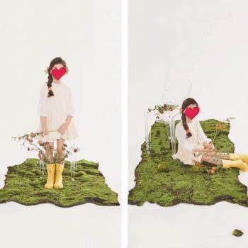模擬草坪苔蘚兒童攝影道具個性潮酷影樓拍照造景裝飾地毯背景草皮