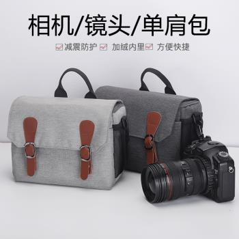 適用佳能尼康索尼富士專業單反佳能r50攝影相機包單肩包微單包單肩攝影包男索尼a6700簡約牛津布防水材質